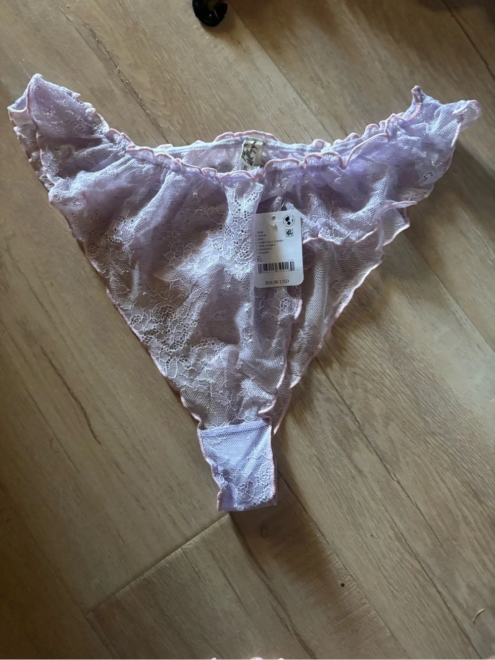 Free People Lavender Lace Ruffle Thong Panty